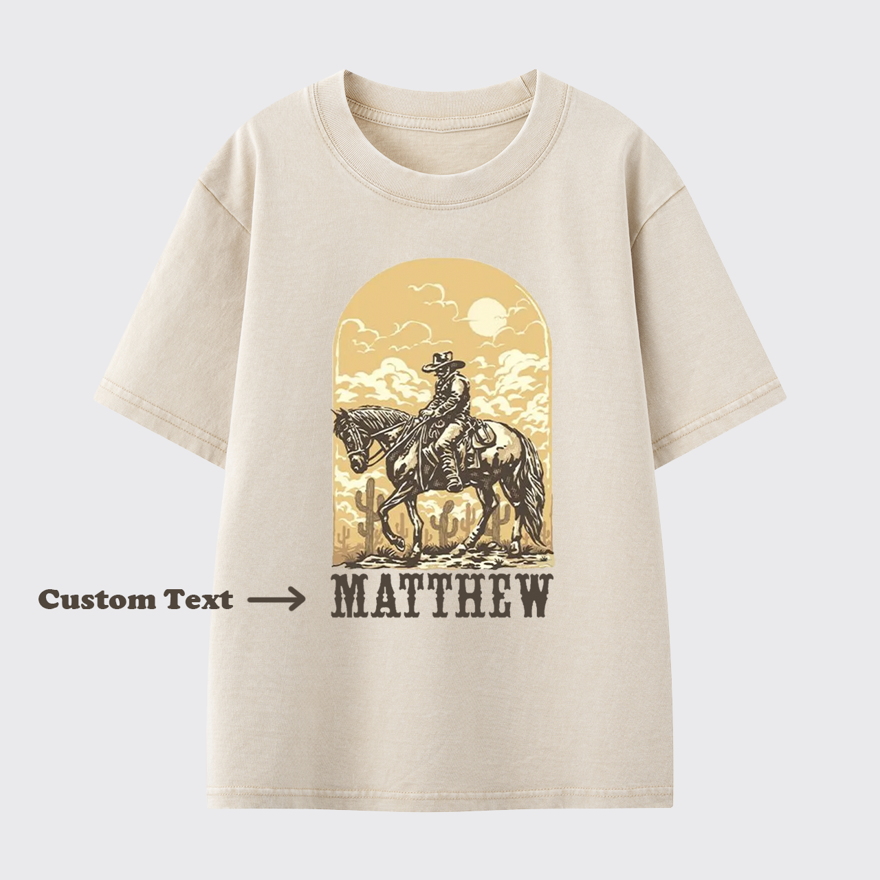 Personalized Cowboy Kids Washed Toddler T-shirt