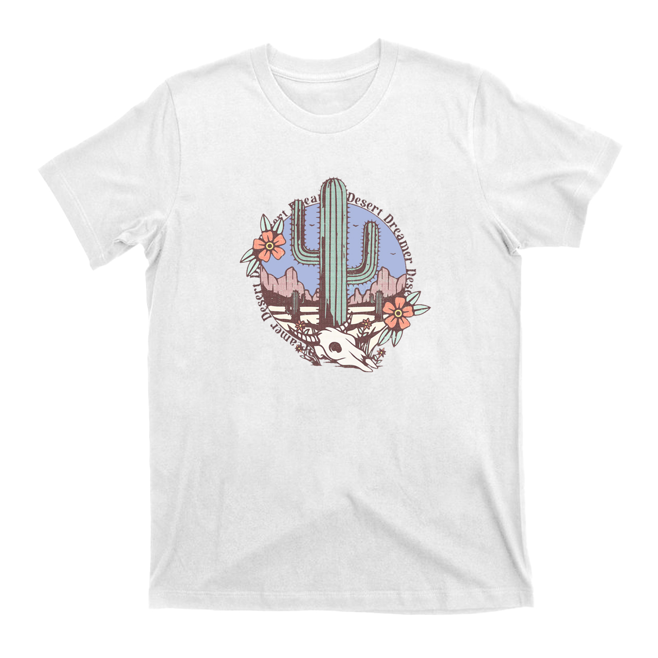 Western Cactus Skull Desert T-Shirts