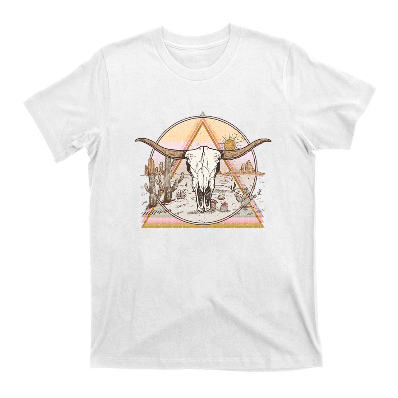 Mysterious Triangular Cow Skull Desert T-Shirts