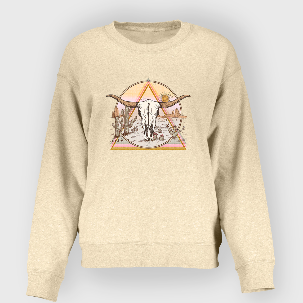 Mysterious Triangular Cow Skull Desert Sweatshirt