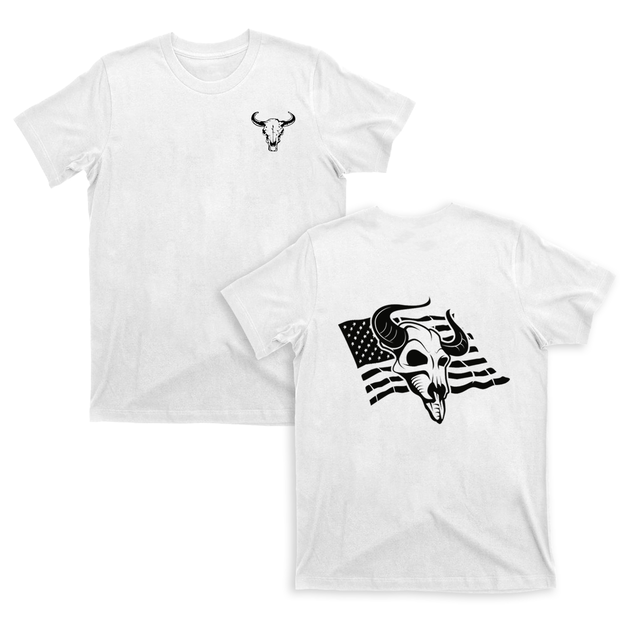 America Cow Bull Skull Double Sided Printing T-Shirts