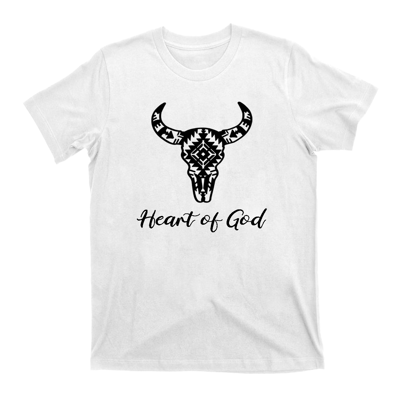 Aztec Cow Bull Skull Heart of God T-Shirts