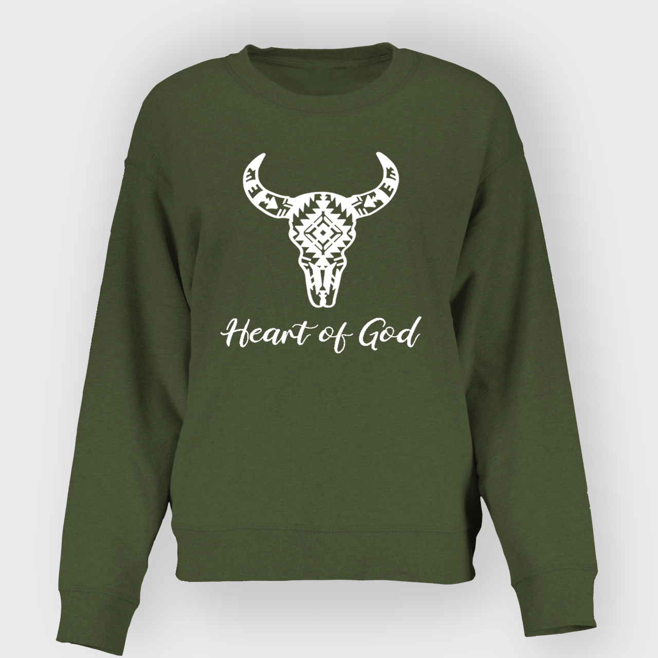 Aztec Cow Bull Skull Heart of God Sweatshirt