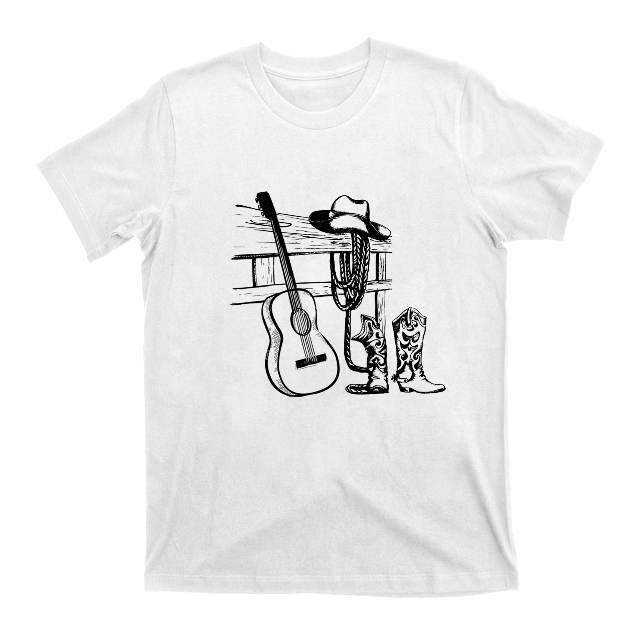 Vintage Cowboy And Music Guitar T-Shirts