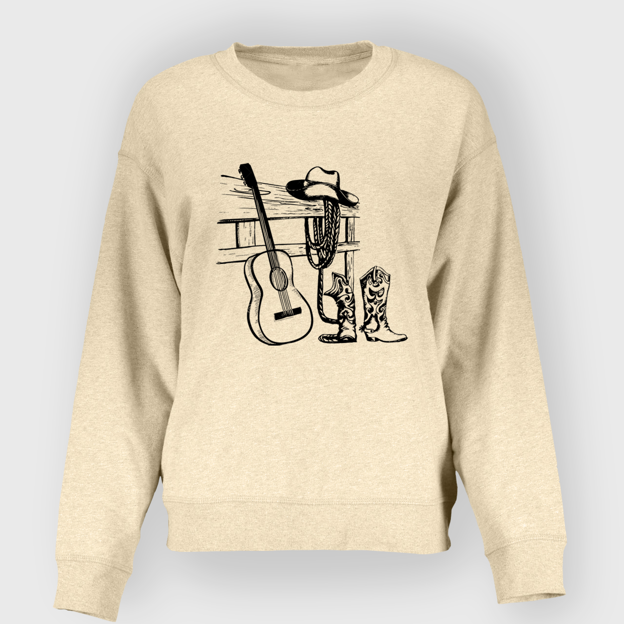 Vintage Cowboy And Music Guitar Sweatshirt