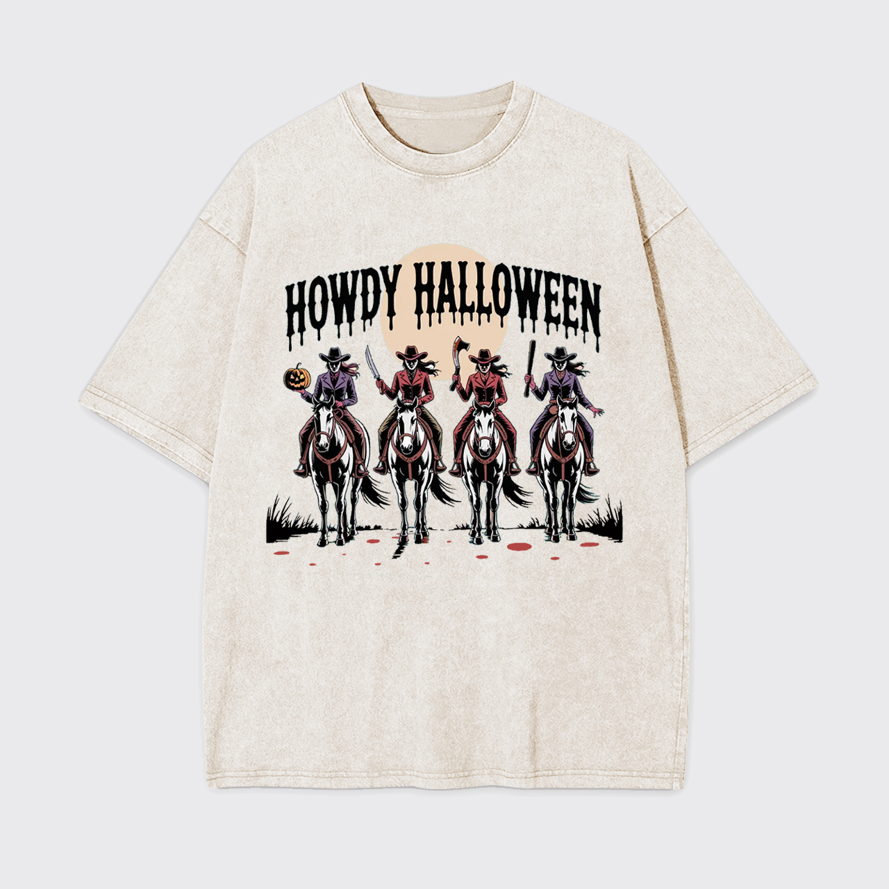 Cowgirl Riding Halloween Garment-dye Tees
