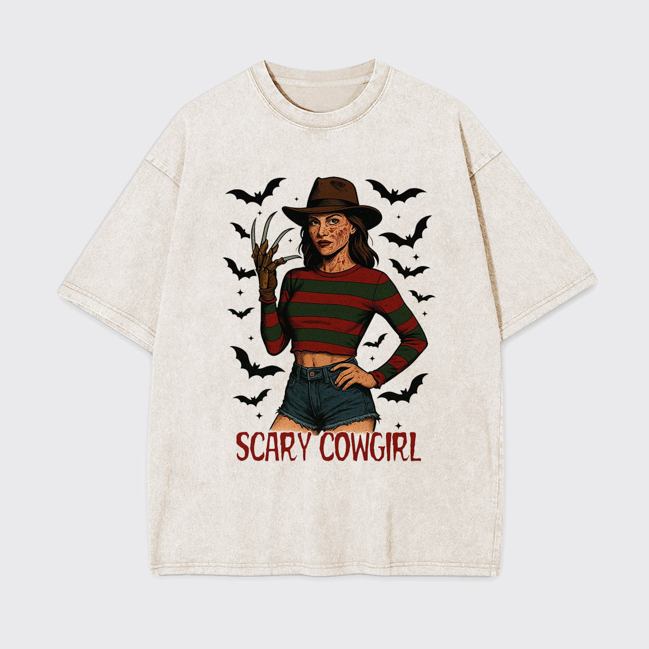 Scary Cowgirl Halloween Horror Garment-dye Tees
