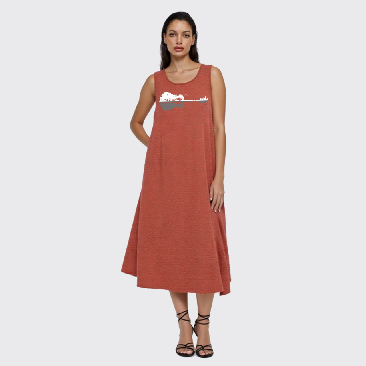 Nature Guitar Country Music Slit Tank Dress