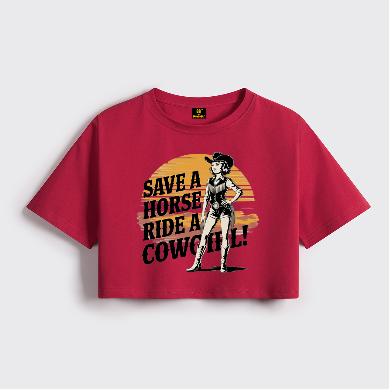 Save a Horse Ride a Cowgirl Cropped Boxy Tee