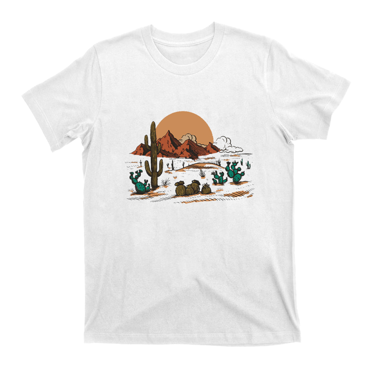Western Desert Dust Cactus Vintage T-Shirts