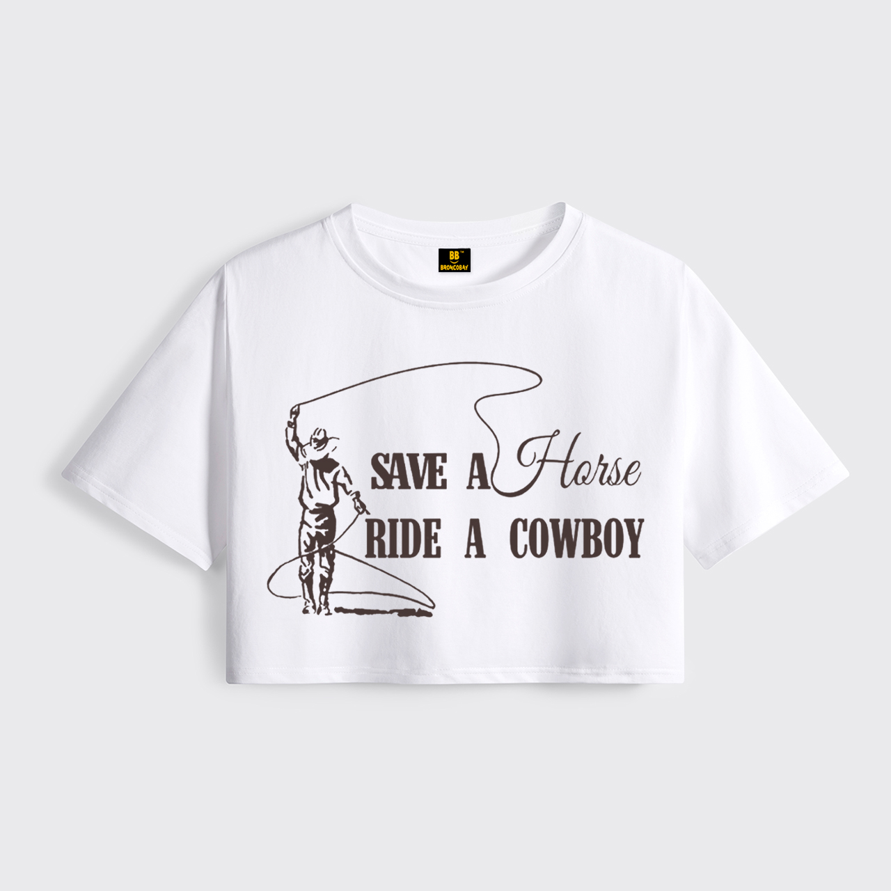 Save A Horse Ride A Cowboy Cropped Boxy Tee