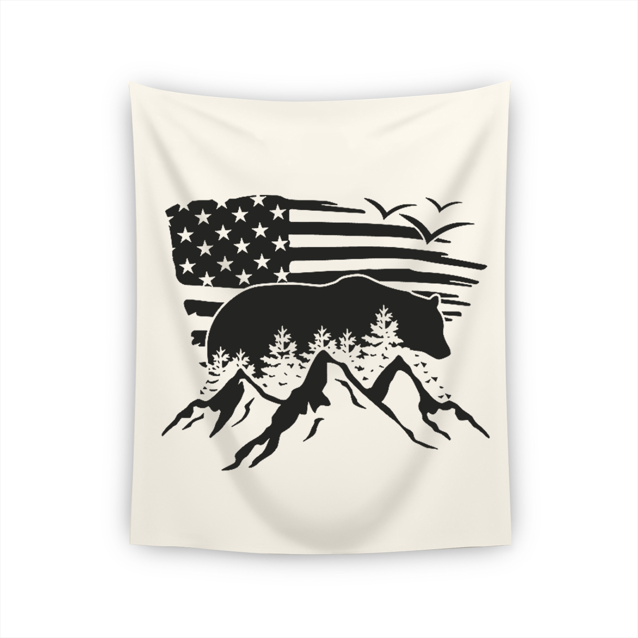 Bear Mountain American Flag Cowboy Wall Tapestry