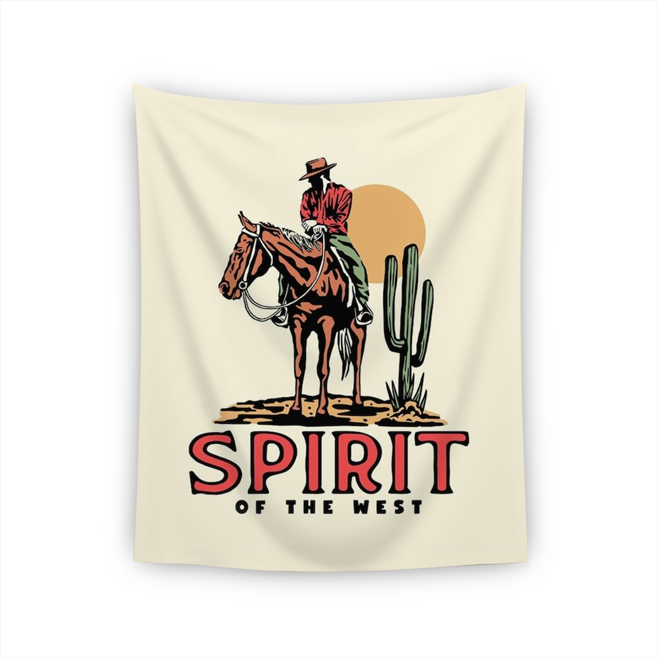 Cowboy Riding Horse in a Desert Tapestry