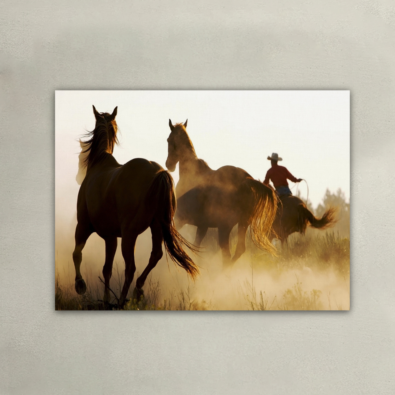 Western Cowboy Galloping Horse Canvas Wall Art Sale-Cowboybay™, image size:1280x1280