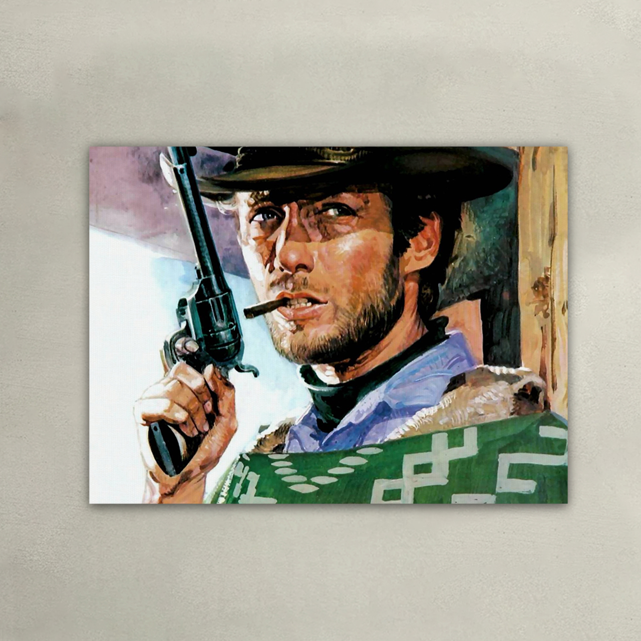 Wild Cowboy Action Canvas Wall Art