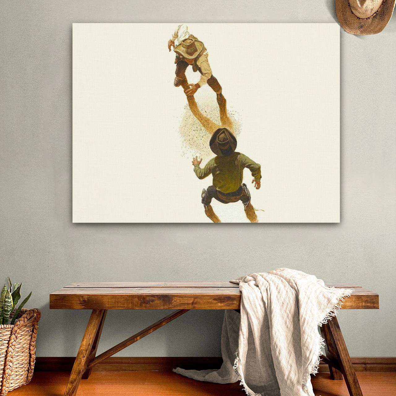 Cowboy Wrestling in the Arena Canvas Wall Art