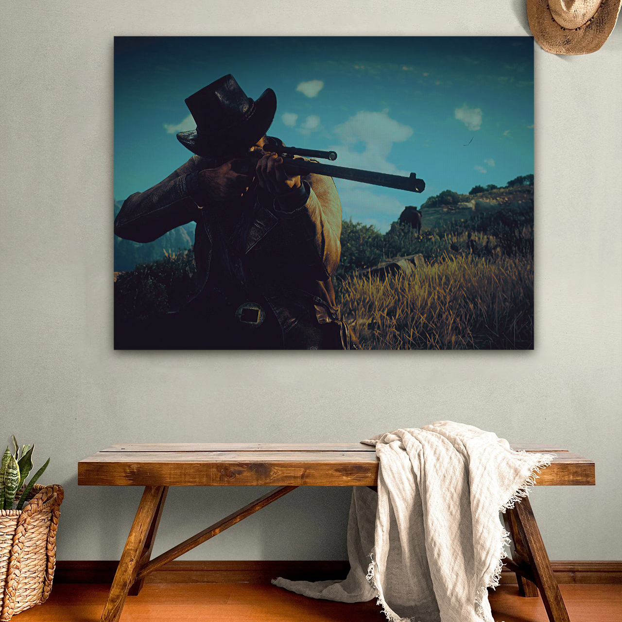 Beware of Being Sniped by Cowboys Canvas Wall Art