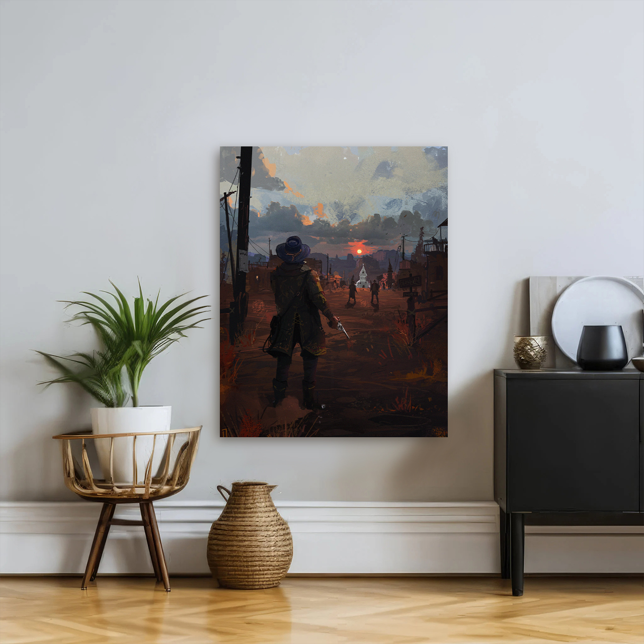 Watching the Peace of the Town Canvas Wall Art