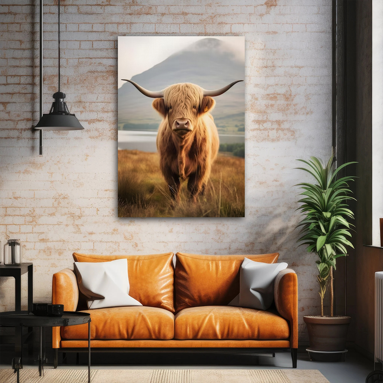 Cute Highland Cow Canvas Wall Art