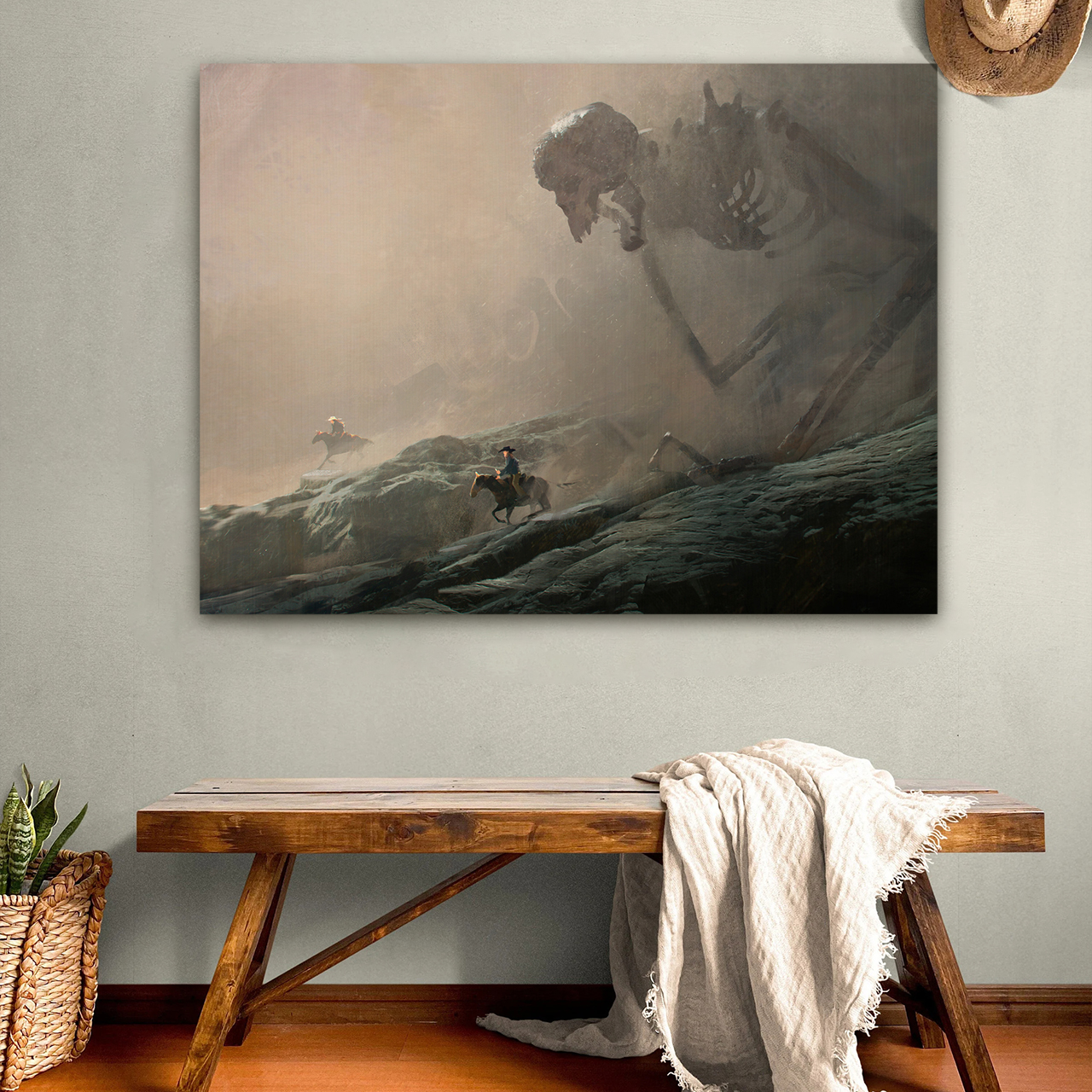 Huge Skeleton Power Canvas Wall Art