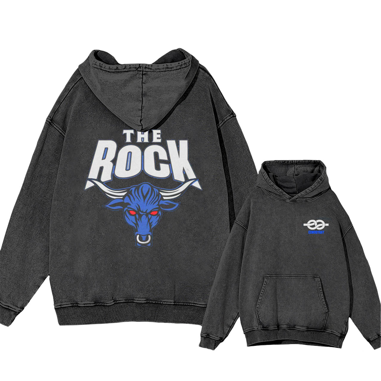 The Rock Bull Cowboybay Garment-Dye Hoodies