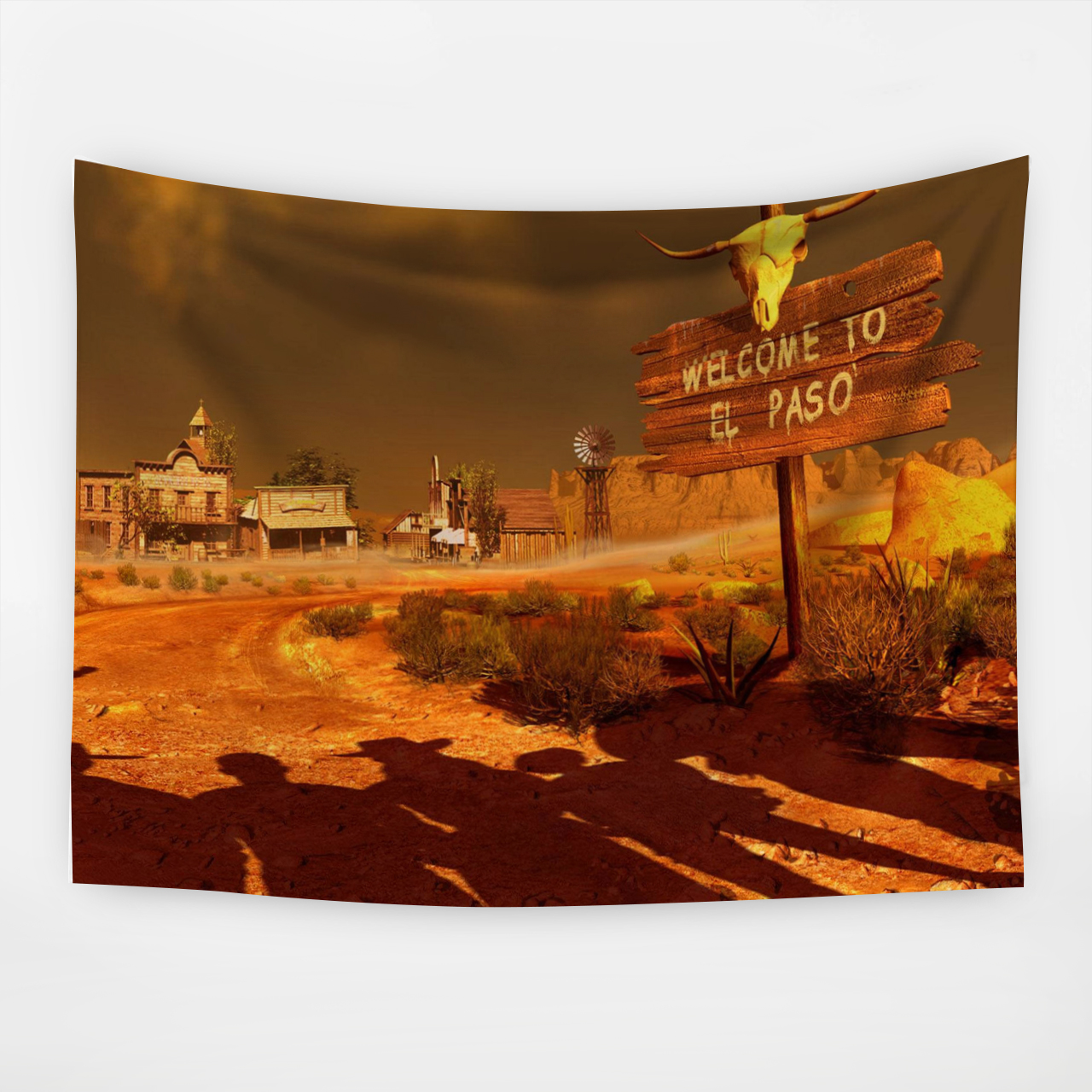 Western El Paso Town WallpaperTapestry