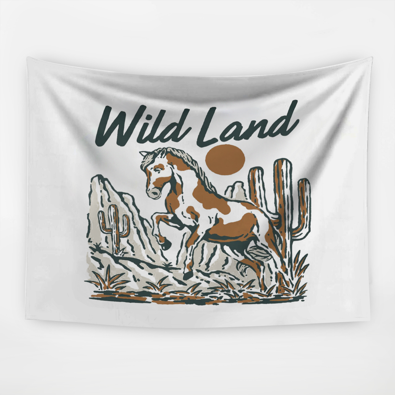 Wild Land Horse Cactus Tapestry