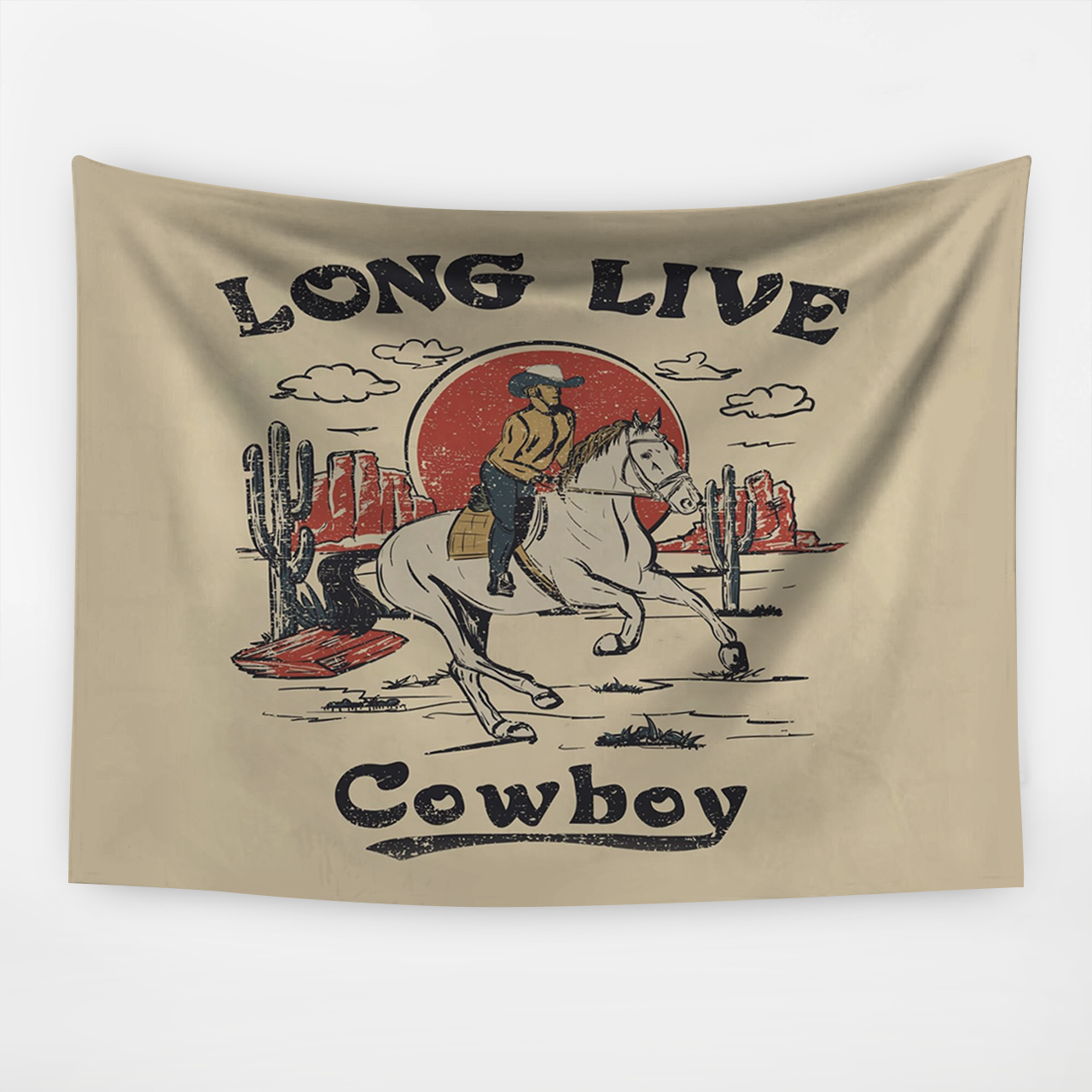 Cowboy Western Landscape Tapestry