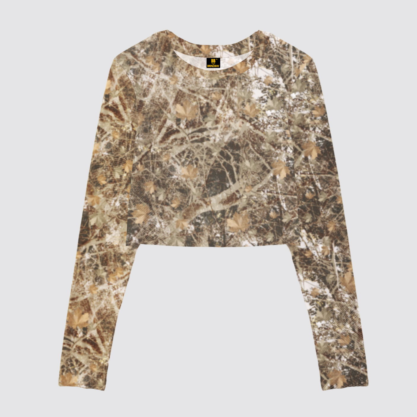 Outdoor Camouflage Mesh Crop Long Sleeves