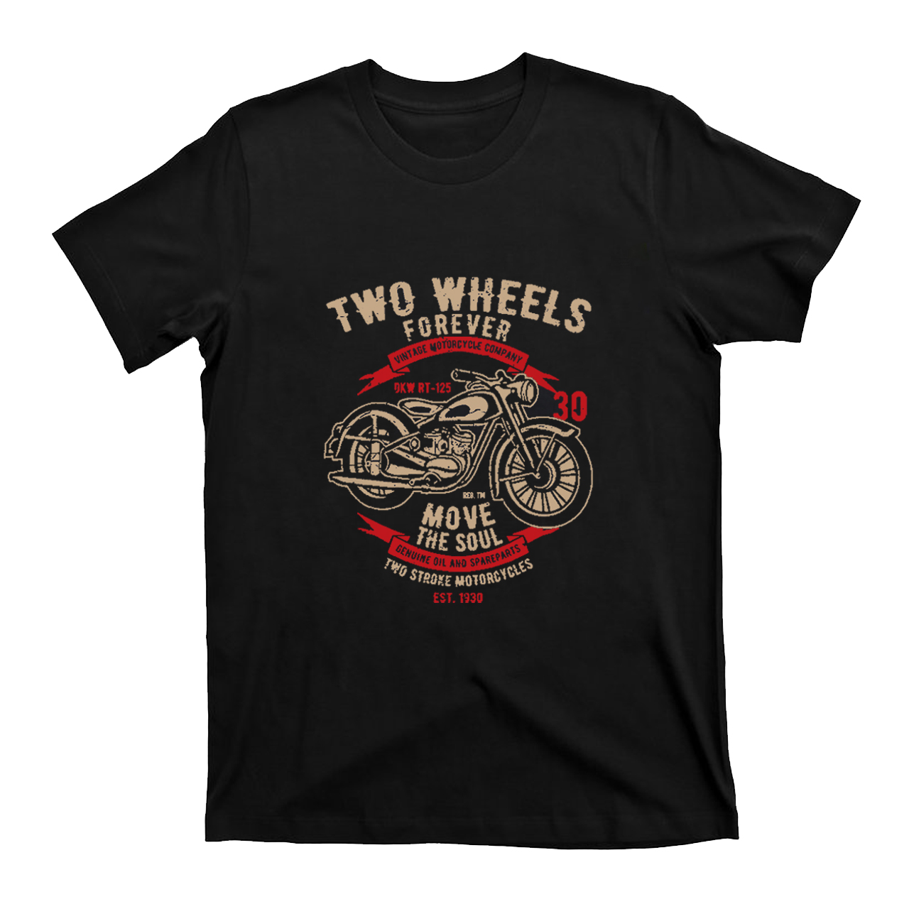 Two Wheels Forever Vintage Motorcycle T-Shirt