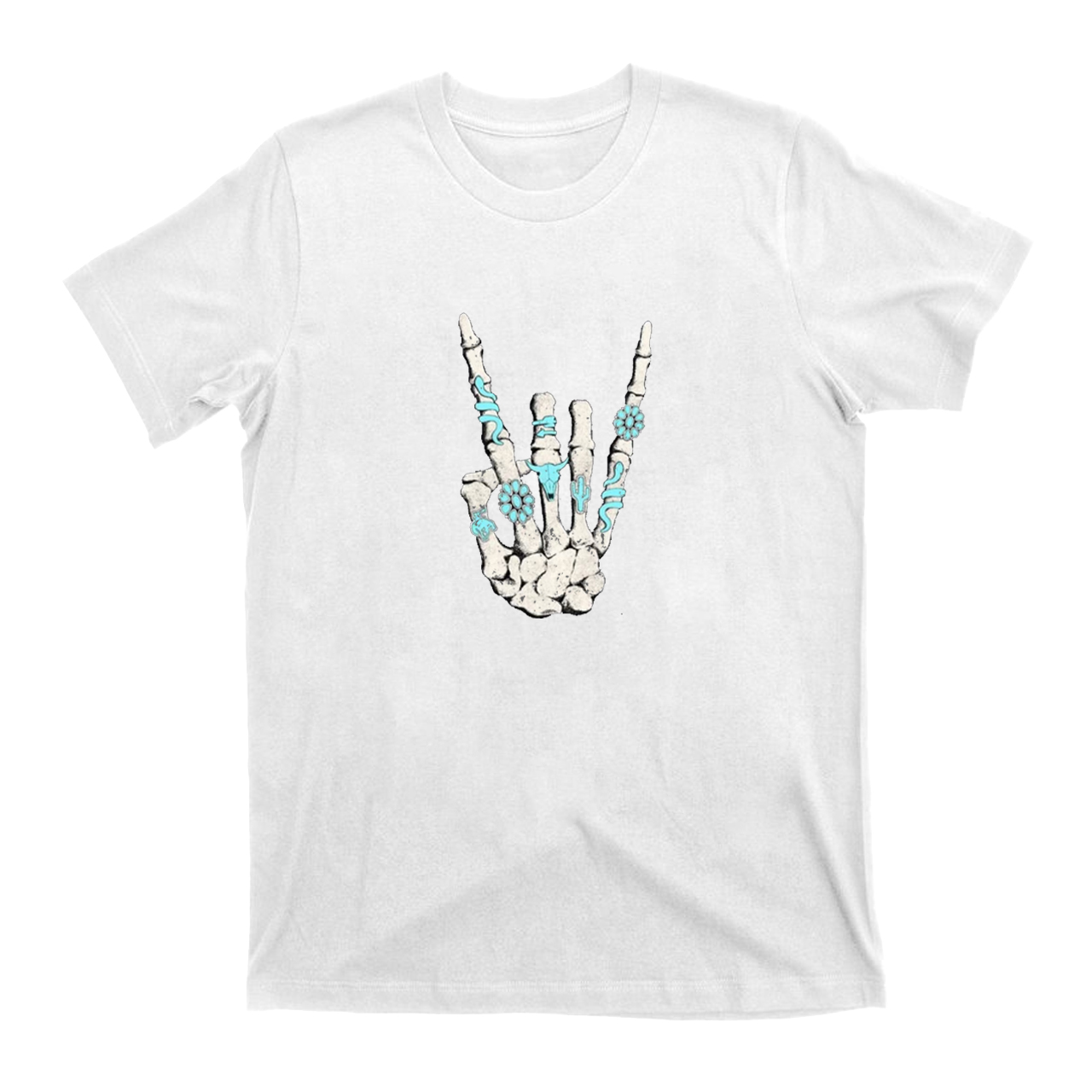 Western Rock On Skeleton American Rodeo T-Shirts