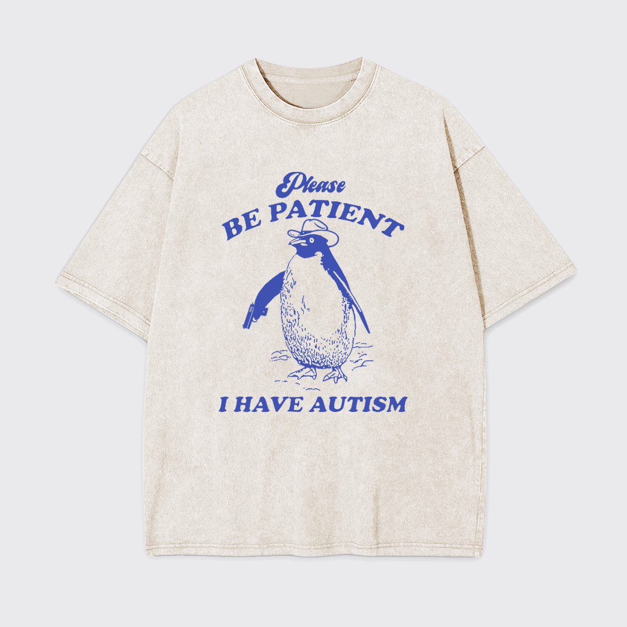 Retro Penguin-Please Be Patient Garment-dye Tees