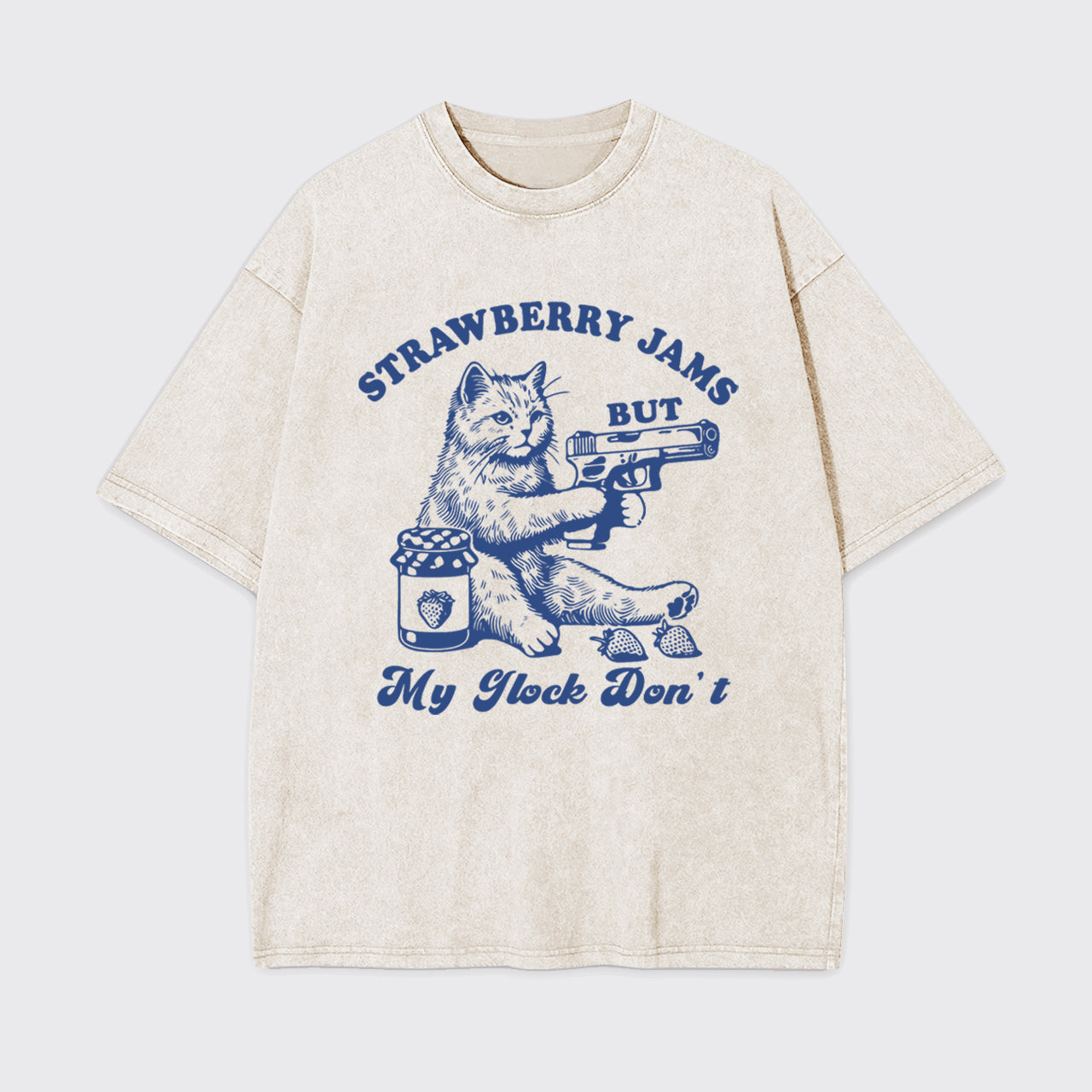 Funny Raccoon-Strawberry Jams But My Glock Don't Garment-dye Tees