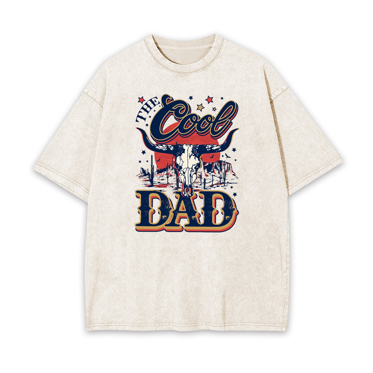 Wild West Dad Gifts, Longhorn Bull Garment-dye Tees