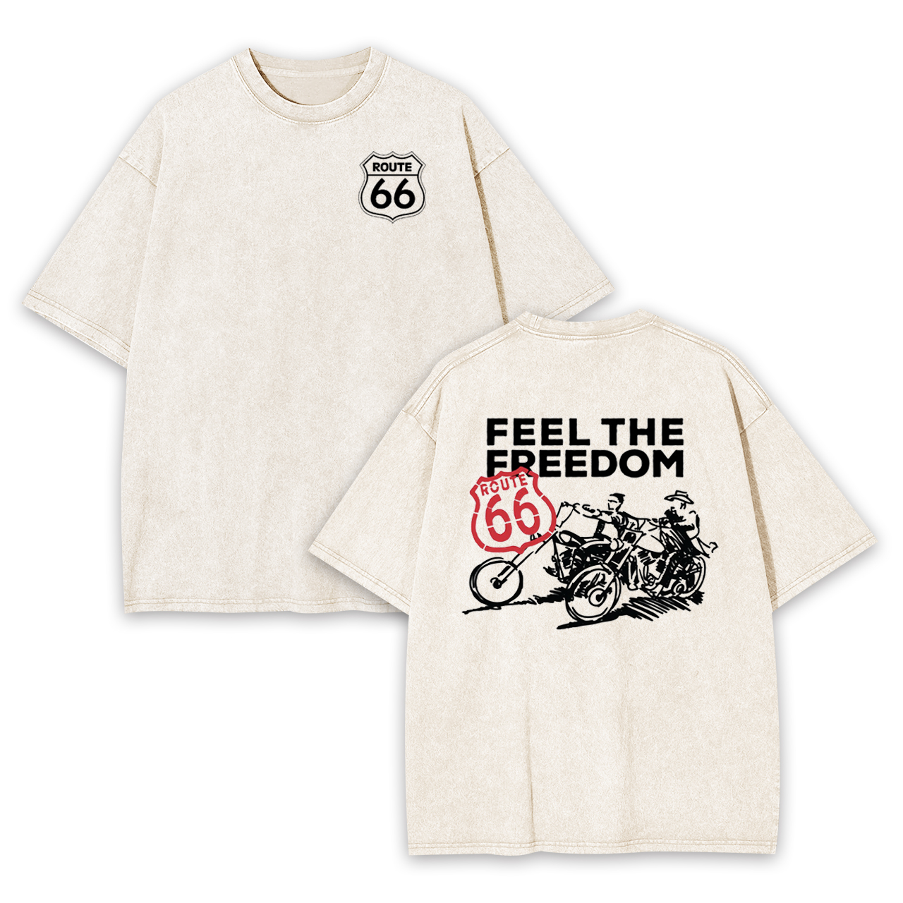 Route 66 Feel The Freedom Garment-dye Tees