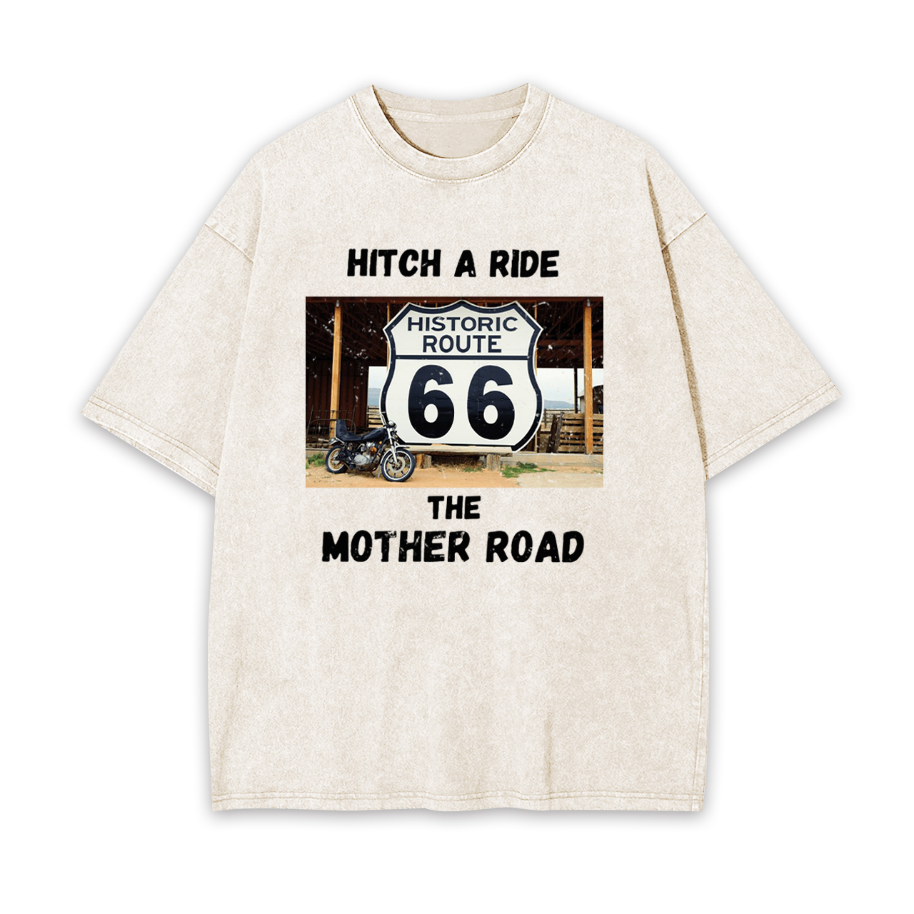 Hitchhiking Along the Mother Road's Historic Route 66 Garment-dye Tees