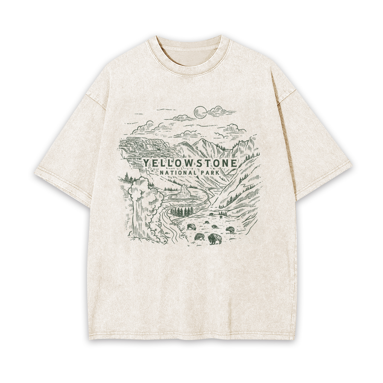Aerial photography of Yellowstone National Park Garment-dye Tees