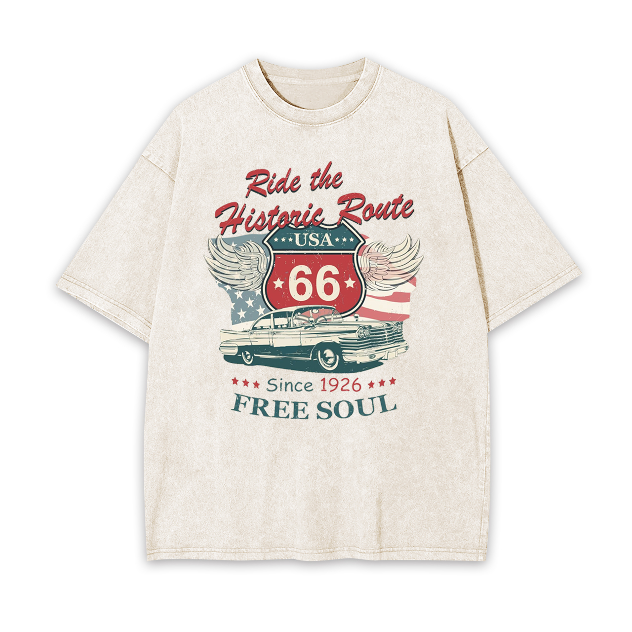 Ride The 66 Route Garment-dye Tees