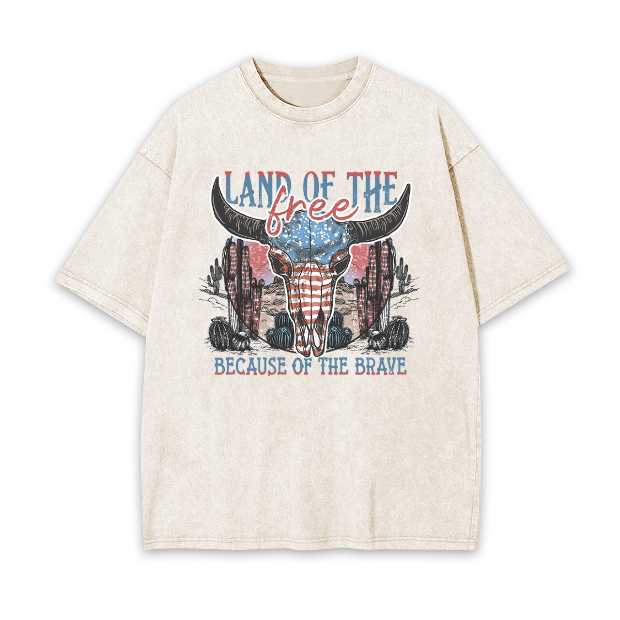 4th Of July And Cow Skull Garment-dye Tees