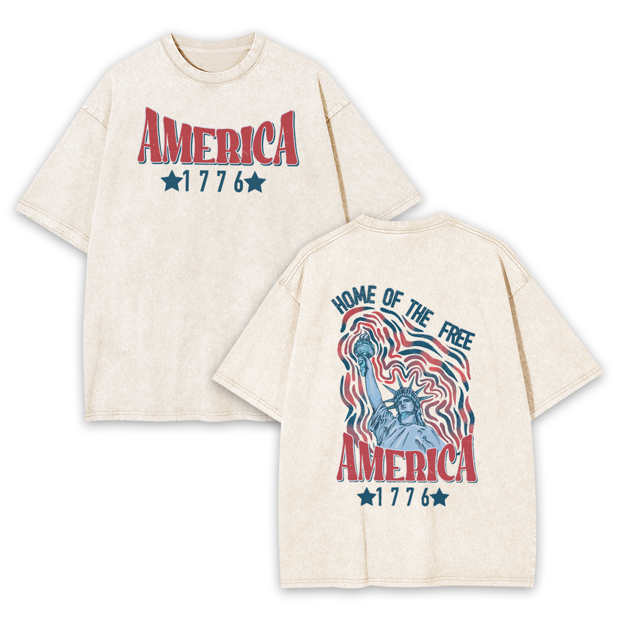 1776,Home Of The Free Garment-dye Tees