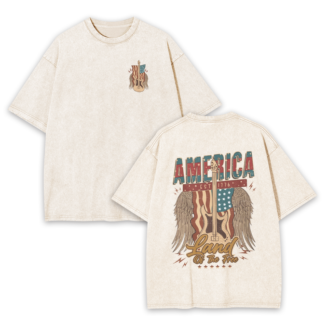 4th of July,Land Of The Free Garment-dye Tees