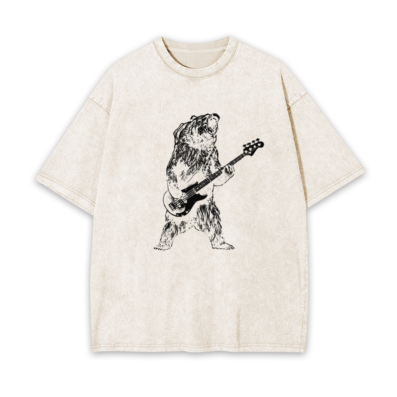Bear Playing Bass Guitar Garment-dye Tees