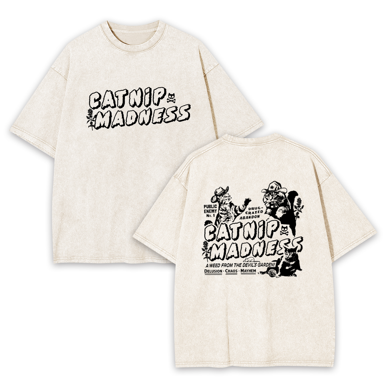 Funny with Crazy Cats Garment-dye Tees