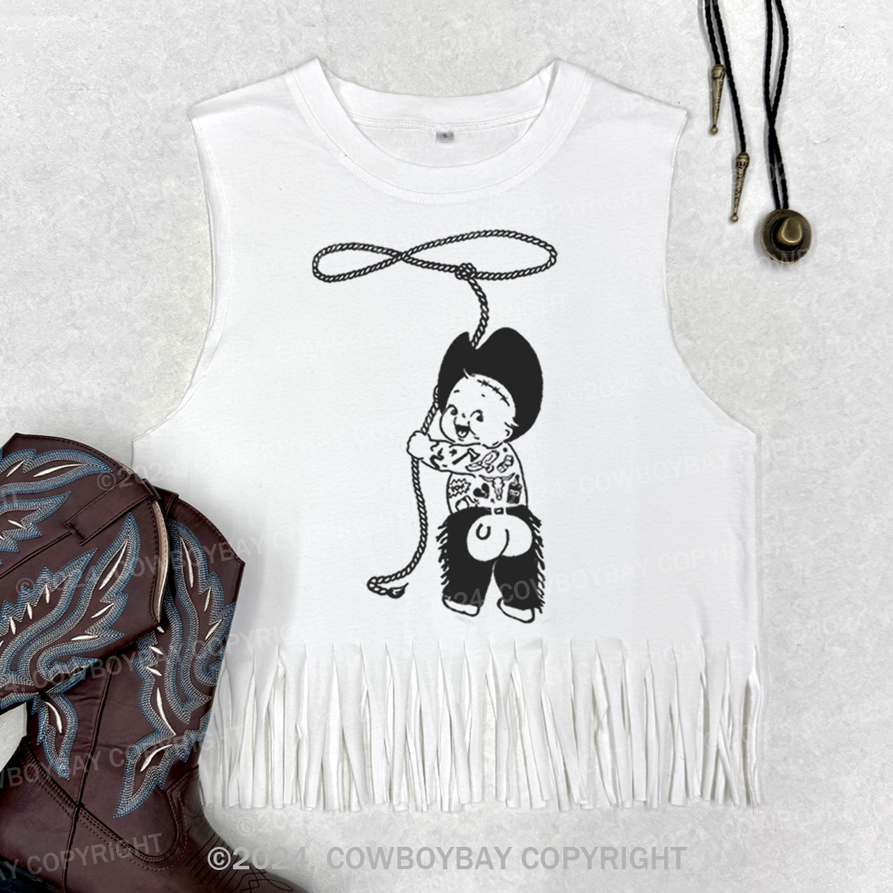 Cowrie Embellished Tank Top