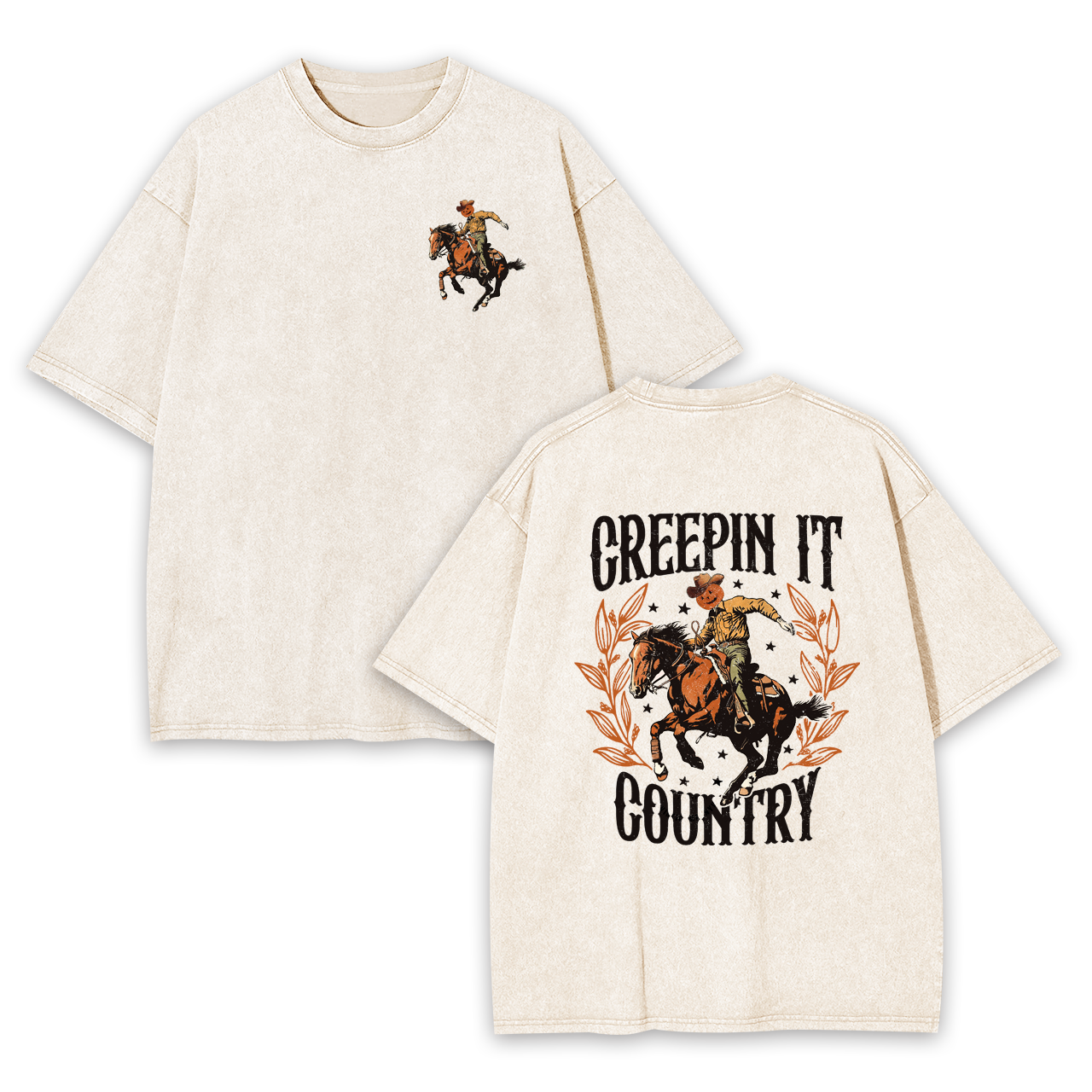 Creepin It Country Western Halloween Garment-dye Tees