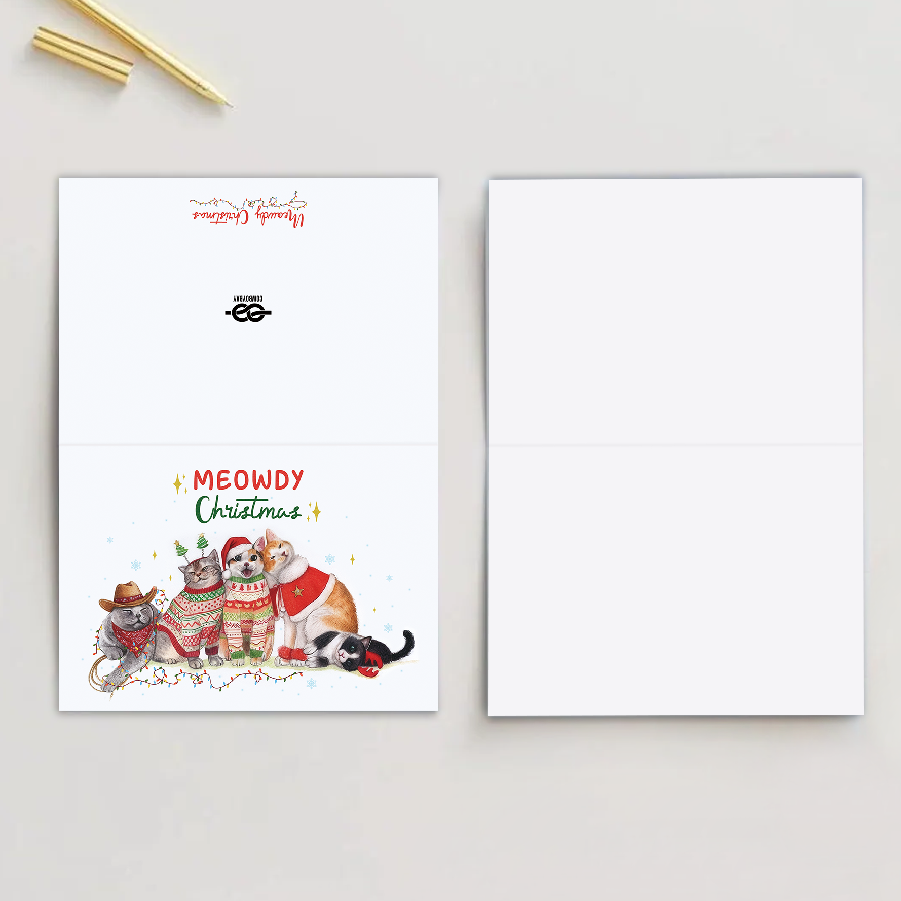 Meowy Christmas_Cowboybay Card