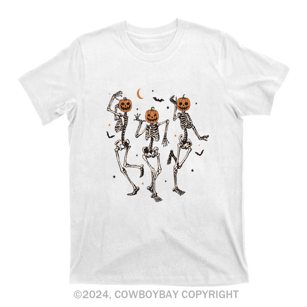 Dancing Skeleton Pumpkin Face T-Shirts