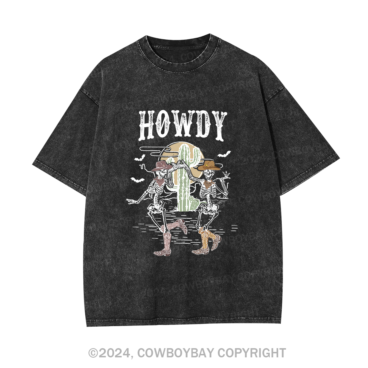 Howdy Halloween Midwest Desert Skeleton Garment-dye Tees
