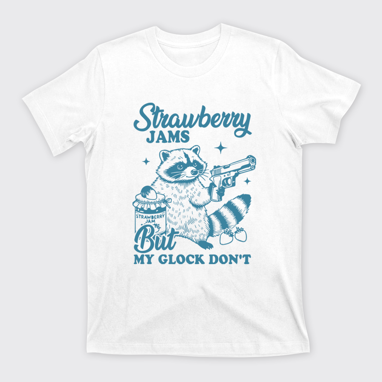 Cowboy Raccoon-Strawberry Jams But My Glock Don't T-Shirts