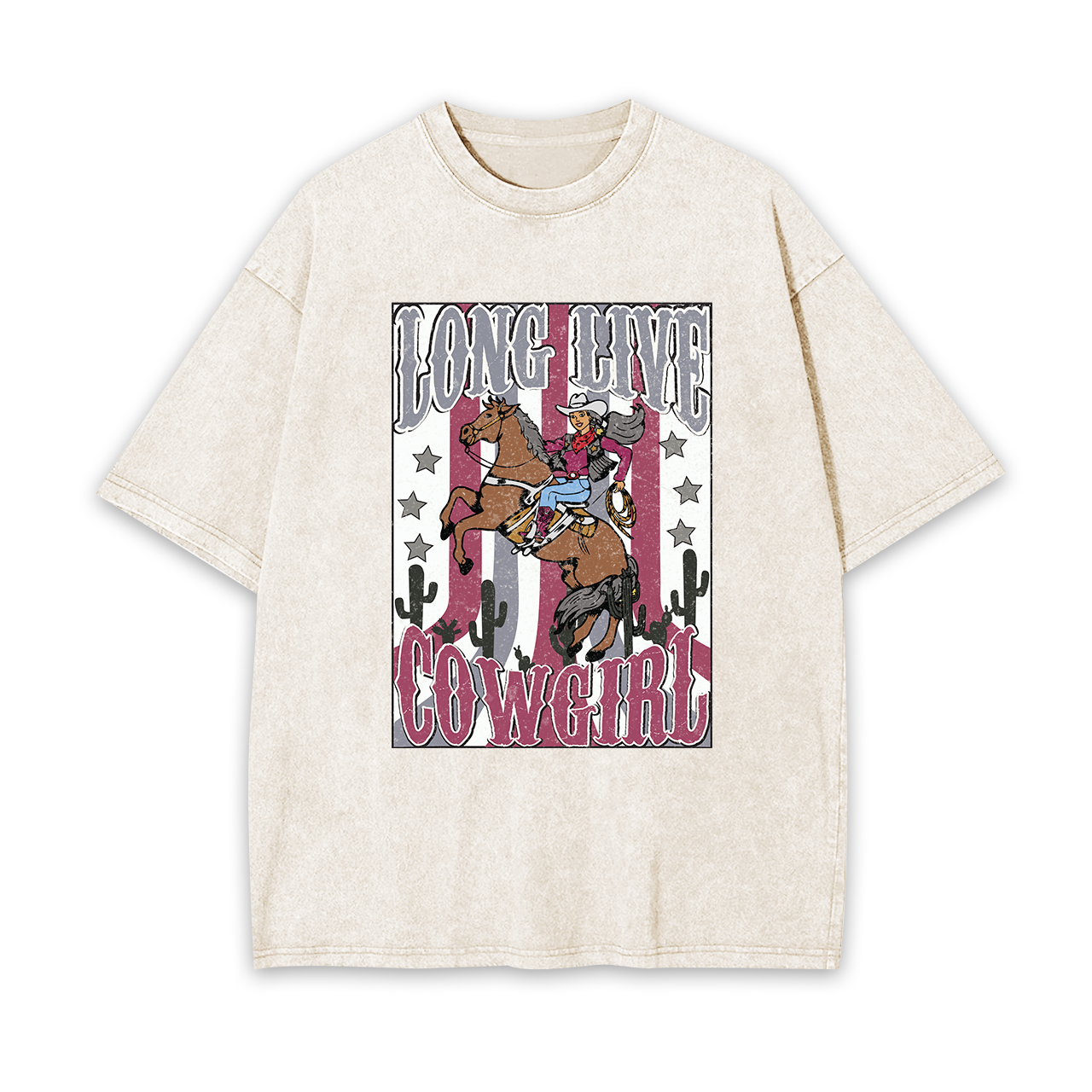 Longlive Cowgirl Horse Riding Vintage Garment-dye Tees